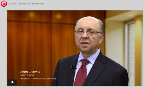 Peter Brown American Arbitration Association Video Clip